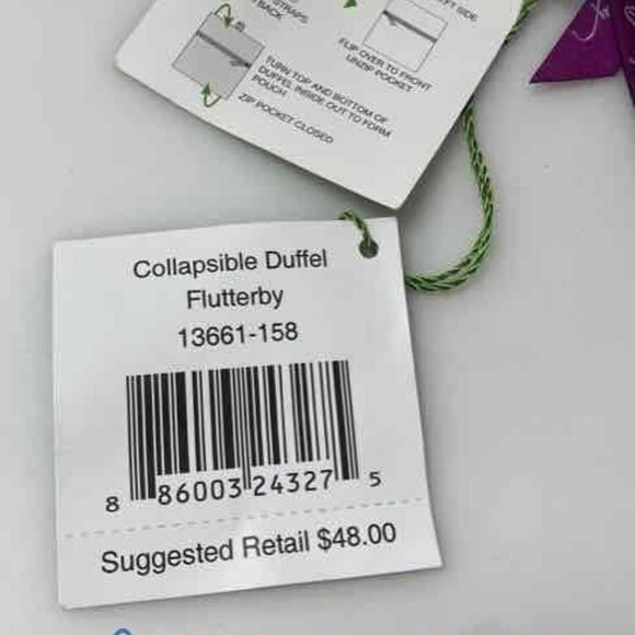 NWT Vera Bradley Collapsible Duffle Bag Flutterby - Picture 4 of 6